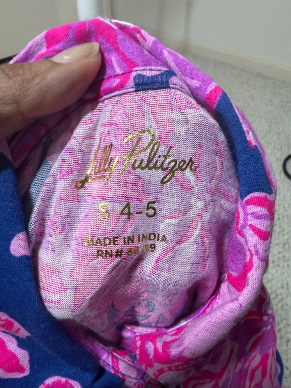 Lilly Pulitzer girls Pink Floral Tunic with Navy Leggings